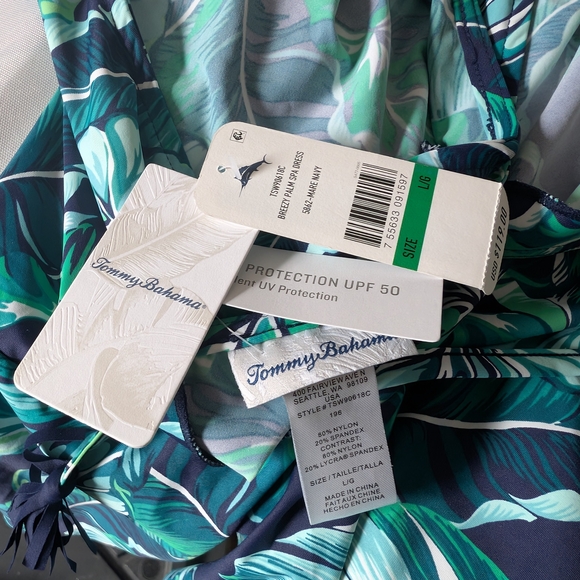 Tommy Bahama Blue and Green Leaf Swim Coverup - Picture 7 of 9